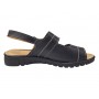 Sandale dama negre din piele naturala cu talpa joasa si inchidere velcro CLP09N